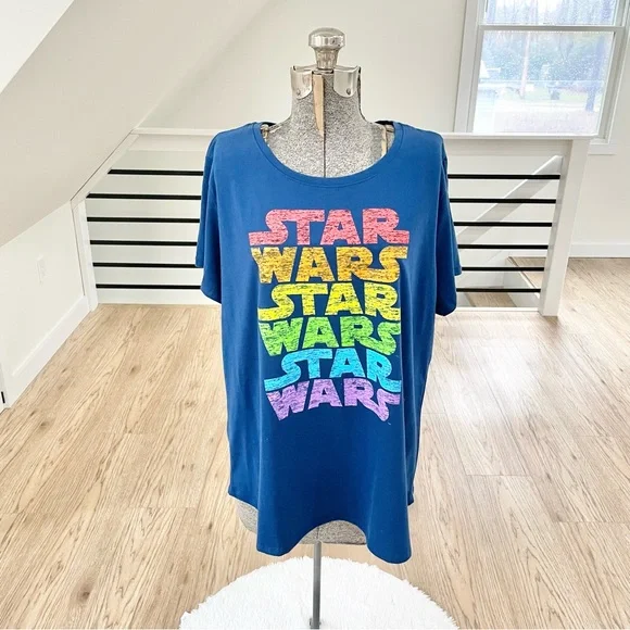 NWT M 2XL Disney, Star Wars, colorful navy blue short sleeve crewneck T-shirt - Picture 4 of 7